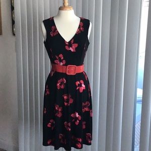 Tommy Hilfiger Black & Red Floral Sleeveless Dress